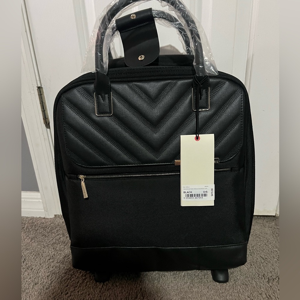 Ted baker Black Quilted Carry-On Trolley Bag.
